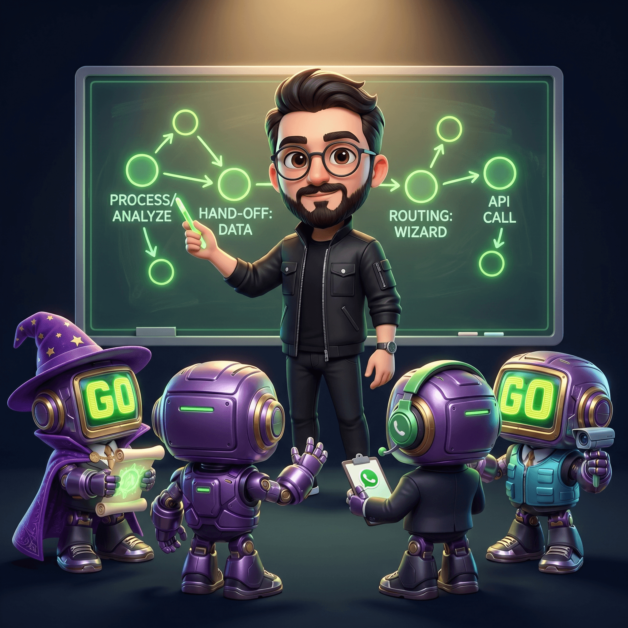 Mascot illustration: Multi-agent systems
