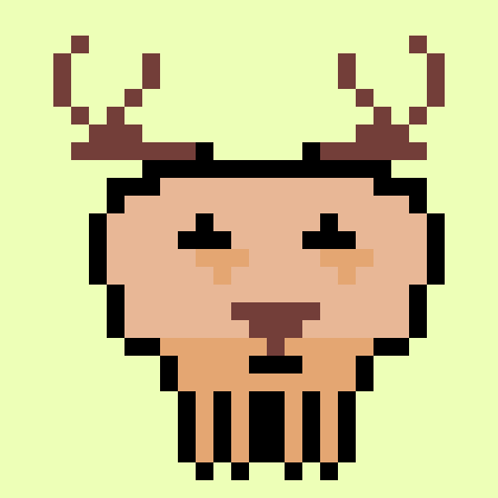 ArcheMonsters #60: a pale pixel-art monster with antlers and sleepy eyes on a light green background.